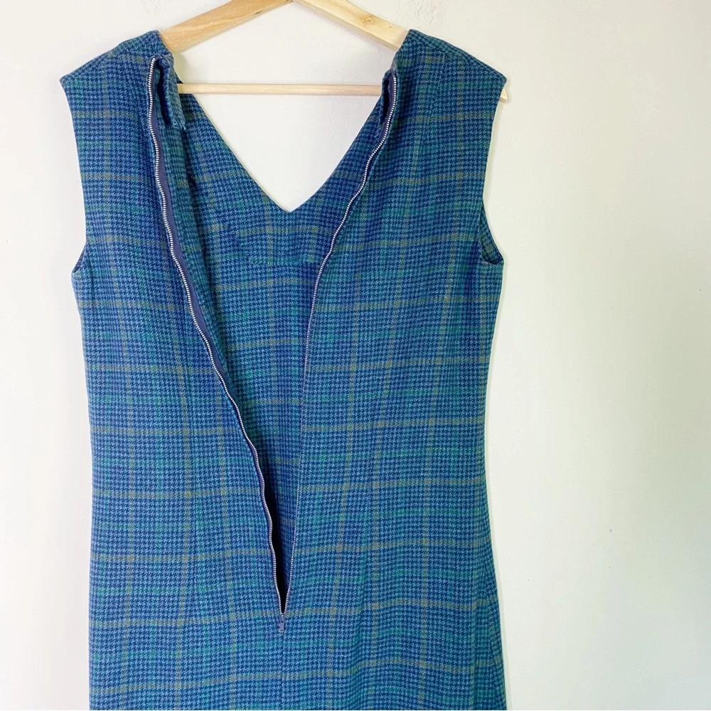 Pendleton Wool Plaid V-Neck Vintage Midi Dress Size L - Picture 12 of 12
